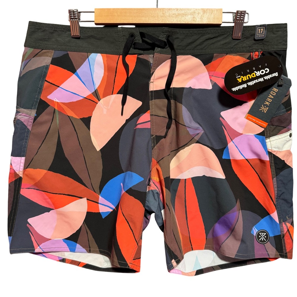ROARK Boatman Cordura Fabric Board Shorts‎ Size 36 Floral Multicolor